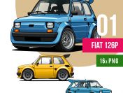 Kliparty Fiat 126p Polski Maluch Grafiki PNG Do Druku Dla Dzieci