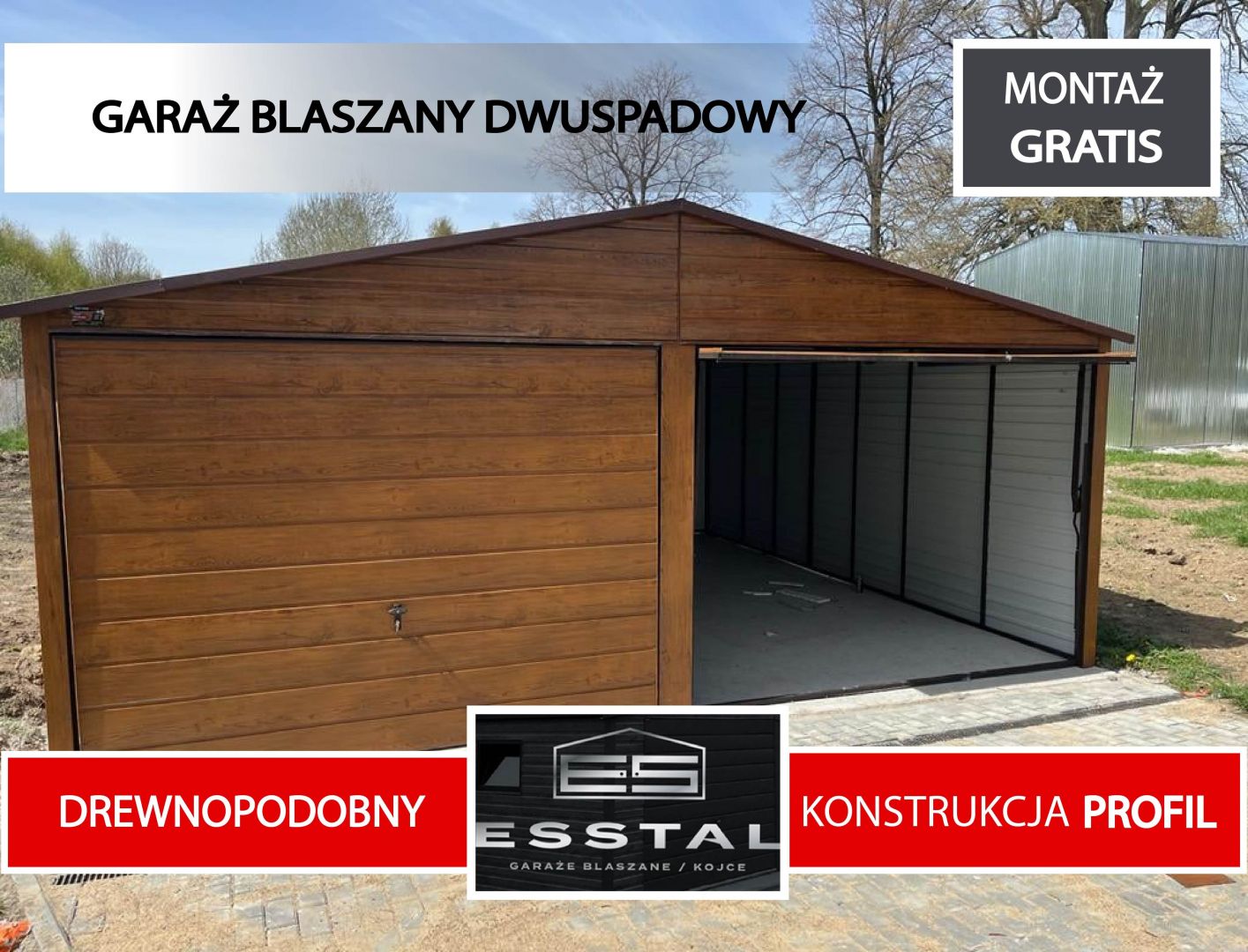 GARAŻ BLASZANY- Złoty Dąb | Wiata | 6x5 | - ESSTAL*  - Zdjęcie 1