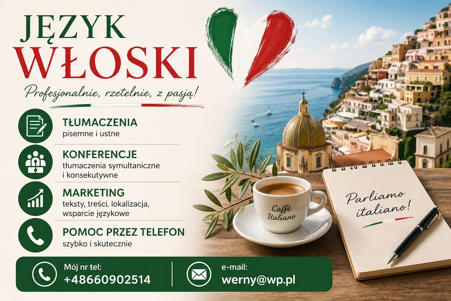 Język włoski - tłumaczenia symultaniczne, konferencje, pomoc przez telefon Toruń - Zdjęcie 1