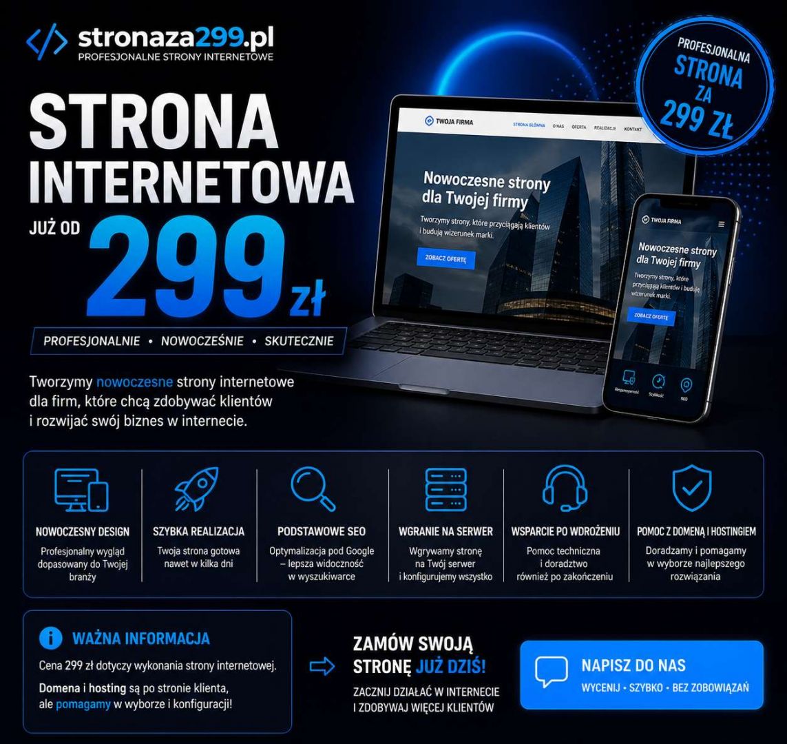 Strona internetowa za 299 PLN | Faktura cała Polska - Zdjęcie 1